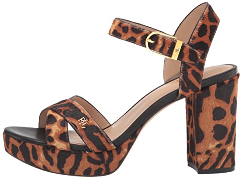 Lauren Ralph Lauren Women's Buckle Ankle Strap Heeled Sandal, Leopard, 8 #TOP7