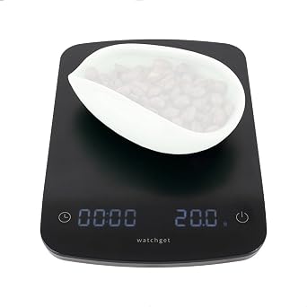 watchget Coffee Scale with Timer, 2200g/0.1g Accurate Espresso and Pour Over Coffee Digital Scale with Auto Timer, Portable Kitchen Scale, Black