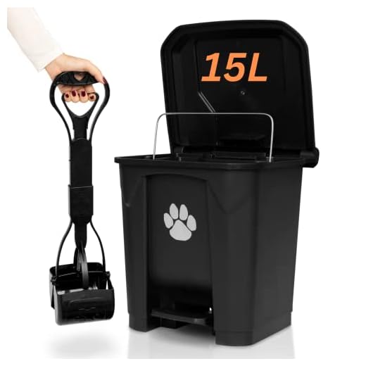 ZubyDog Outdoor Dog Poop Trash Can with Lid and Removable Inner Waste Bin. Includes Heavy-Duty Long Handle Claw Pooper Scooper. Holds a Week’s Worth of Poop for Large/Small and Multiple Dog Families.