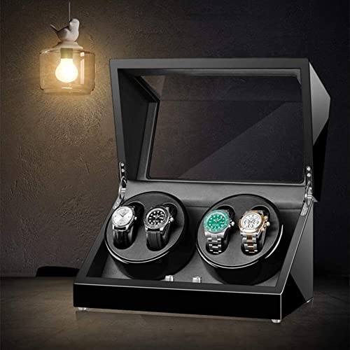 Caja enrolladora de relojes de lujo en madera de piano y motor silencioso para 4 piezas 7