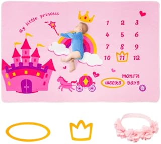 Baby Monthly Milestone Blanket Soft Fleece Photography Background Blanket Baby Shower Present Best Photography Backdrop Photo Prop Infant Swaddling Blanket for 1 to 12 Months Newborn Boy & Girl