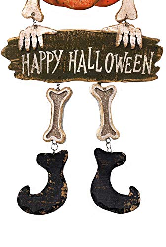 Halloween Decoration Wall Front Door Wreath Hanging Wood Metal Decor Indoor Outdoor 24" X 10.5" (Pumpkin Boo) #TOP5