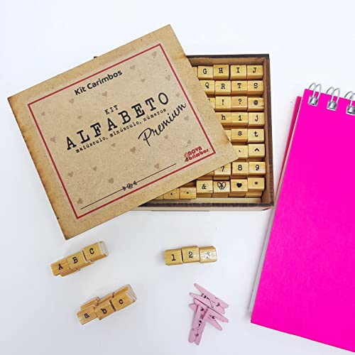 Kit Alfabeto Premium - kit com 80 carimbos em uma linda caixinha de mdf