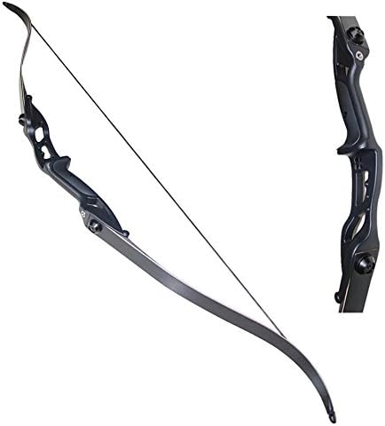 TOPARCHERY Archery 56" Takedown Hunting 45lbs Recurve Bow Metal Riser Right Hand Black Longbow