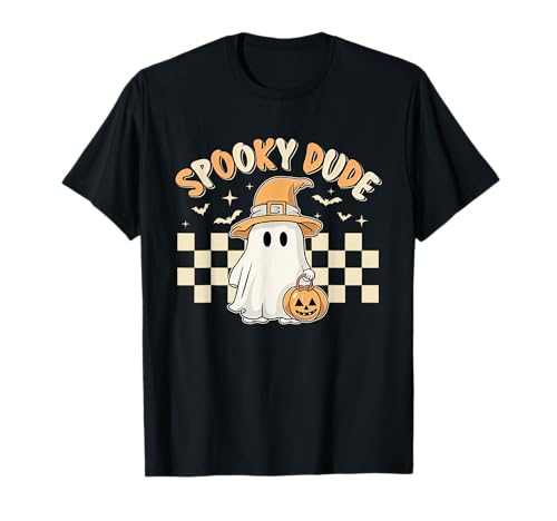 Rétro Groovy Spooky Dude Checkered Ghost Halloween Toddler T-Shirt