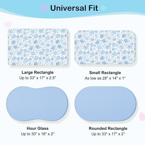 Image of FIOBEE Baby Bassinet Sheets for Girls Boys 2 Pack Waterproof Bassinet Mattress Elastic Fitted Crib Sheets Universal Fit for Hourglass Oval and Rectangle Bassinet Sheet, Blue