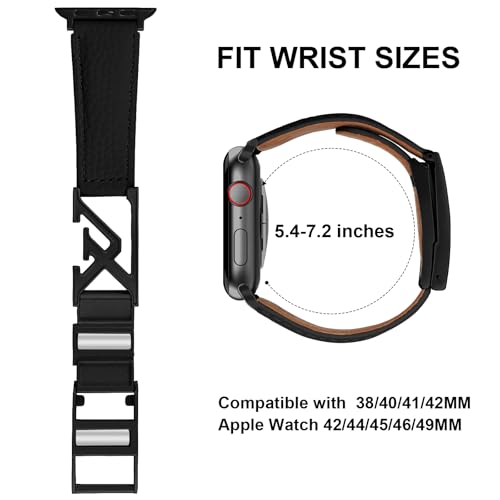 Image of Leather Magnetic Band Compatible with Apple Watch Bands 38mm 40mm 41mm 42mm 44mm 45mm 46mm 49mm, Top Grain Genuine Leather iWatch band, Designer Dressy Luxury Strap for Women Men