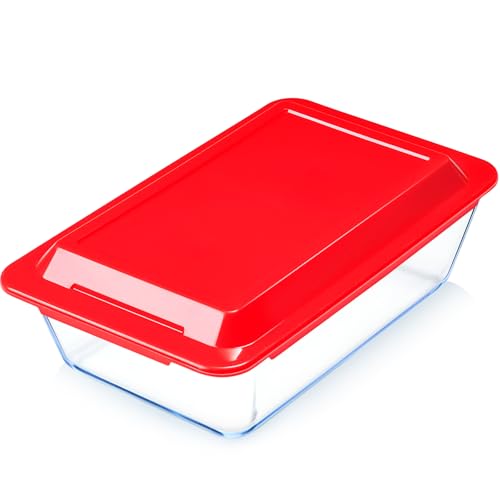 NUTRIUPS 5.7QT Rectangular Deep Large Glass Baking Dish with Lid