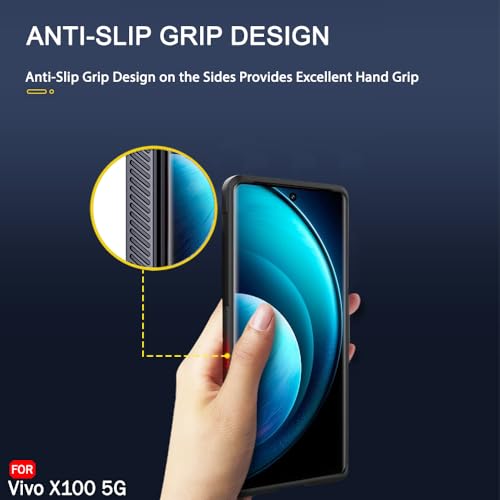 Image of TheGiftKart Liquid Silicon Back Cover Case for Vivo X100 5G | Shockproof Military Grade Protection | Micro-Fibre Cloth On Inner Side | Built-in Anti-Slip Grip Vivo X100 5G Back Cover (TPU, Black)