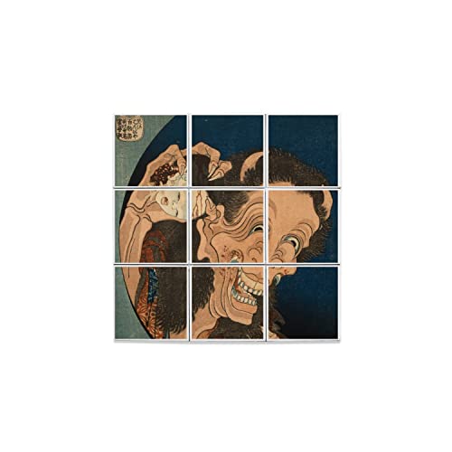 Carreaux céramique Hokusai lot de 9 de 10,8x10,8 cm décoration japonaise
