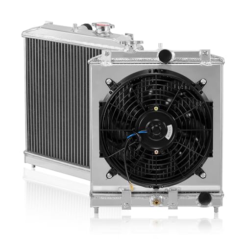 Image of BDFHYK HO3010123 2-Row Aluminum Radiator with Fan for Honda Civic 92-00