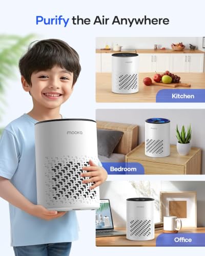 Air Purifier for Bedroom Home, MOOKA HEPA Filter for Pets Odor Smoke Pollen