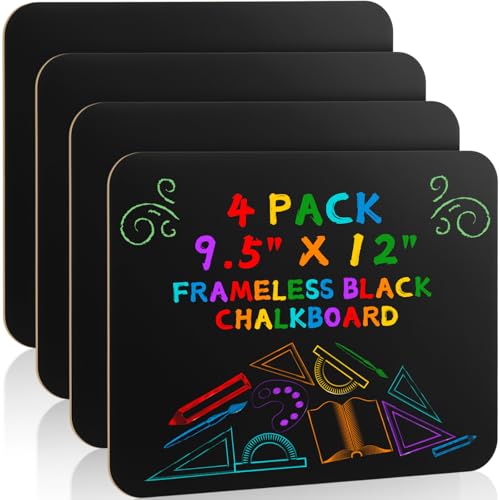 Humyoun 4 Pcs Chalk Board for Kids Bulk 9.5' x 12' Double-Sided Wooden Frameless Chalkboard Sign Blackboard for Kids Student School Classroom Home...