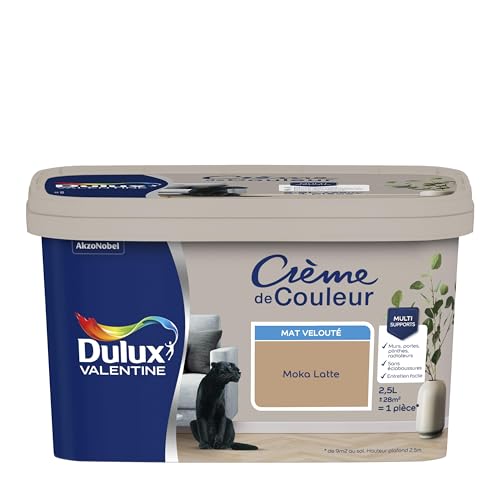 Dulux Valentine Crème de Couleur - Peinture multi-supports intérieure - Mat Moka Latte 2,5 L