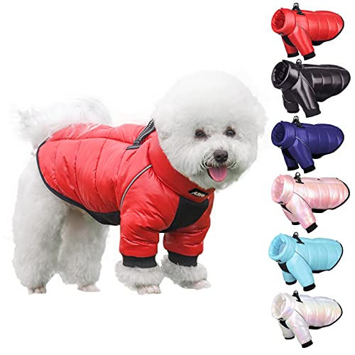 Aiitle Christmas Waterproof Dog Vest Coat - Windproof Dog Jacket - Double Row Zipper Design Dog Vest Winter Coat - Cold Weather Dog Clothes For Indoor And Outdoor Use Red M #TOP22