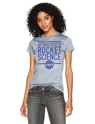 NASA Junior's Actually It is Rocket Science Graphic Crew Tee, Athletic Heather, Small