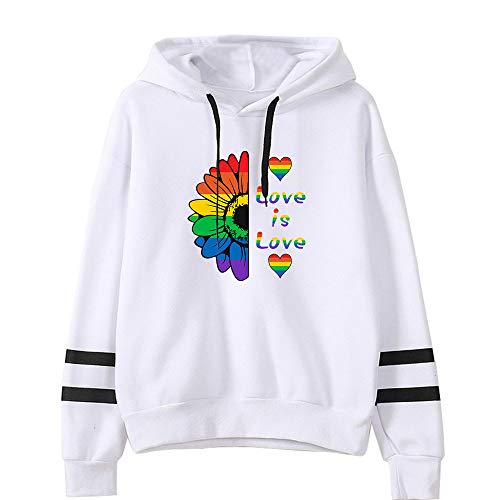 JLTPH Mujer Love is Love LGBT Gay Lesbian Pride Sudadera con Capucha para Adolescentes Chicas Manga Larga Jersey Blusas Pullover Tops Camiseta Ropa