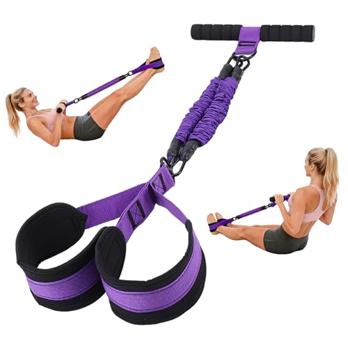 TRSAIM 2026 Upgraded Resistance Bands with Pedal & Handles, 30/60LBS Adjustable Foot Pedal Puller, Portable Home Gym for Full Body Workout (Abs, Arms, Legs), Durable Tubes with Nylon Sleeve (Purple)