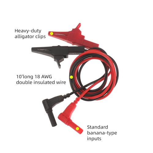 Image of DIANN Heavy Duty Alligator Clips Test Leads Large Alligator Test Lead with Insulated Clamps for Electrical Testing, Automotive Circuits,Banana Plug Meter Leads 3.3ft / 1m
