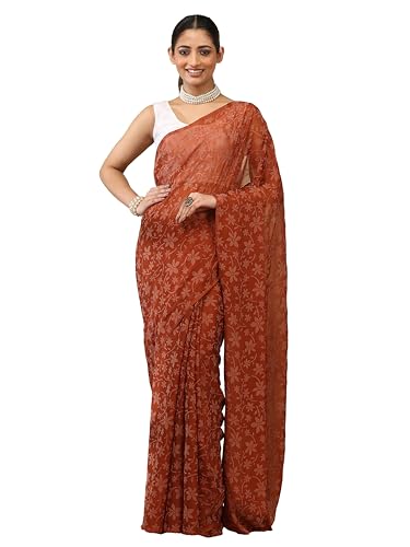 Image of Garden Vareli Lock Chiffon Floral Saree