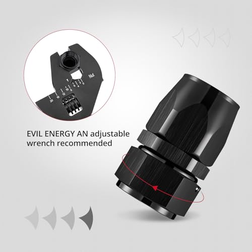 Image of EVIL ENERGY 20AN Hose End Fitting Straight Swivel for CPE Braided Hose Black 2PCS