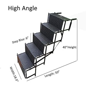   Upgraded-Dog-Stairs-Metal-Frame-Foldable-Large-Dog-Step-Lightweight-Portable-Pet-Ladder-Ramp-for-Cars-SUVs-and-High-Bed-5-Steps