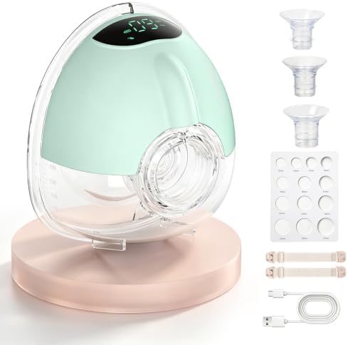 BaeMee Milchpumpe Elektrisch Handsfree, Grün -1 Stück | 4 Modi & 9 Stufen – Bis Zu 350 Mmhg Saugkraft, 180 ML FassungsvermöGen, BPA-Frei und 17/19/21/24-mm-Flansche