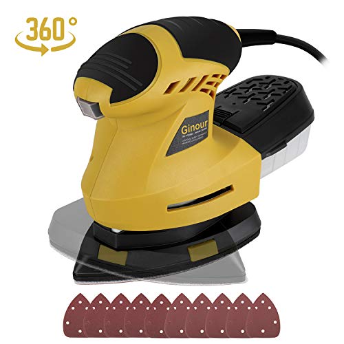Lijadora Eléctrica, Ginour, 200W 12000RPM Lijadora de Acabado, 11PCS, 360 °Base de Lijado...