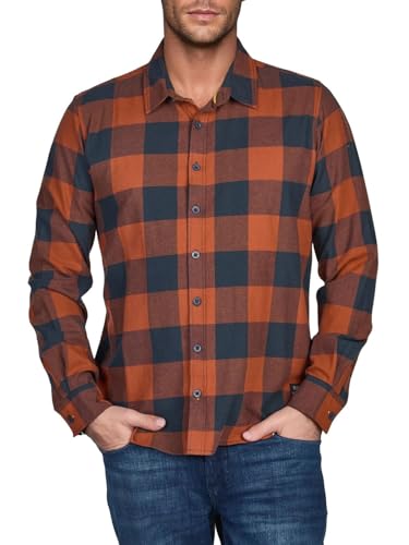 riverso Flanellhemd Herren Langarm Kariert Regular Fit RIVArne Hemd Holzfällerhemd Karohemd 100% Baumwolle Braun, L, 100% Baumwolle, Größe:L, Farbe:Ginger Bread Brown (21300)
