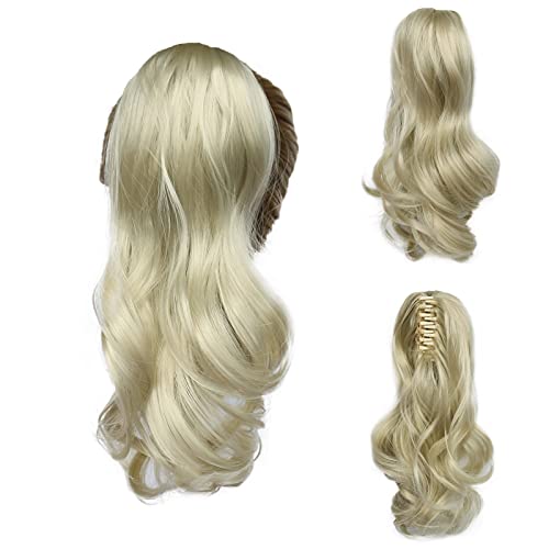 SSMLELE 14” Ponytail Extension Claw Clip in Curly Wavy Ponytail Hair Extensions Synthetic Hair Pieces for Women Pony Tail (88)