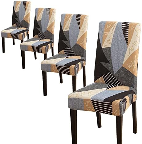 Comfy Gate 4,6,8 Pack Printed Dining Room Chair Covers, Chair Covers for Dining Room Set of 4, Stretchable Parson Chair Slipcovers, Machine Washable Dining Room Chair Covers Set of 4,6,8, Geometric