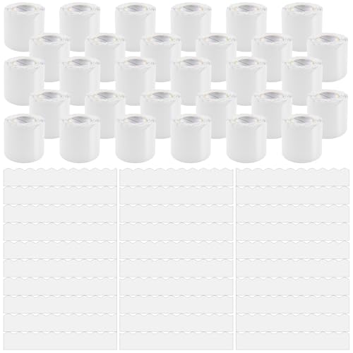 Bulletin board borders set, scalloped white strips