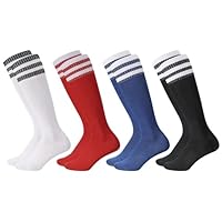 Zuimei 4 Pairs Kids Football Socks Sports Socks for Boys Girls Childrens Junior Youth Hockey Soccer, Rugby, Running,Training 9-12 Years
