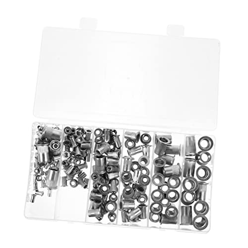 PRETYZOOM 190pcs Aluminum Alloy Rivet Nuts Assortment with Flat Head Insert Suitable for Organized Transparent Storage Case