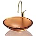 Boyuan Bathroom Vessel Sink Matte Orange Oval Countertop Sink with Brushed Gold Faucet Pop-up Drain Cold & Hot Water Hoses Modern Art Above Counter Glass Vessel Sinks