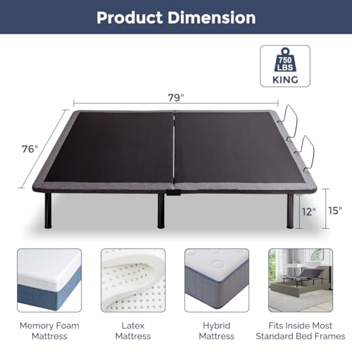 IULULU Adjustable Bed Frame, King Size Electric Adjustable Bed Base