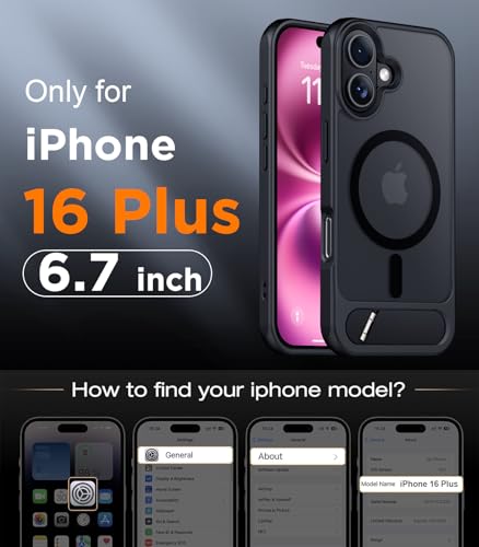 Image of Magnetic Compatible with iPhone 16 Plus Case, [Built-in Invisible Kickstand][Compatible with MagSafe] [Military Grade Shockproof] Slim Translucent Matte Phone Case for iPhone 16 Plus 6.7 inch