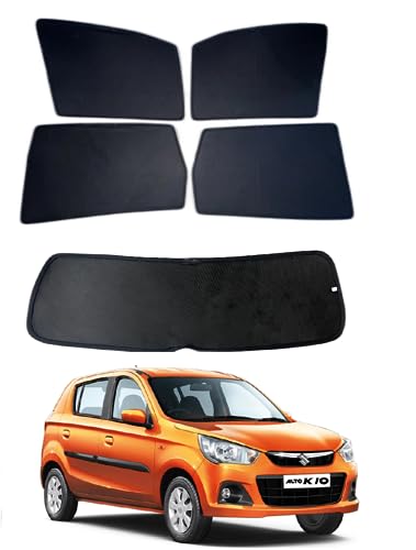 Image of Premium Car Sunshade Fix Type Non-Magnetic Curtain with Rear Dicky Curtain Set of 5pc for Alto k10 2014-2021