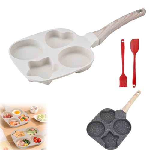 Sartén antiadherente para tortillas de 4 tazas, para huevos, hamburguesas y tocino, fácil de limpiar, molde multifuncional para huevos, compatible con todas las estufas, sartén para panqueques de desa