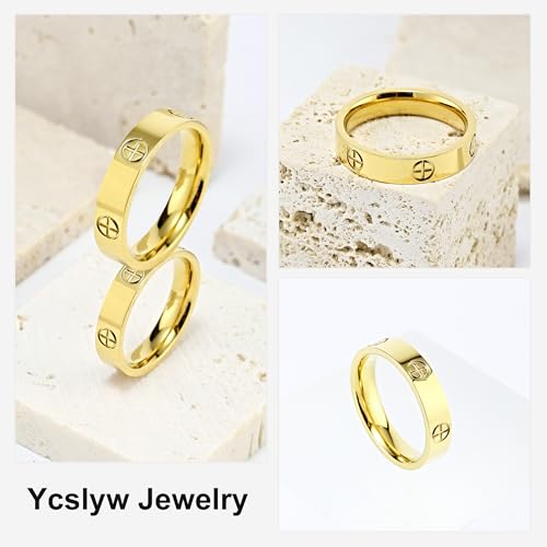 Ladies Stainless Steel Ring Love Friendship Ring Golden high polishing, low allergy Wedding Jewelry Valentine's Day Birthday Gift, 5-104