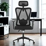 Cadeira de Escritório Ergonômica Allure NR17 Duoffice DU335, Suporte Lombar 2D (Altura e Profundidade), Reclinável com Trava (Back System), Apoio de Cabeça, Tela Mesh, Preta