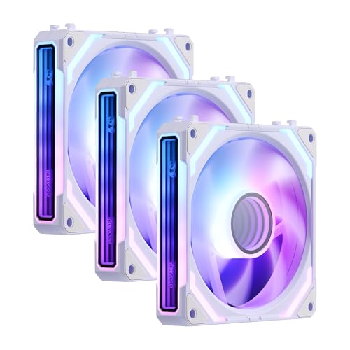 Redragon GCF012 Standard 120mm PC Case Fan, Daisy-Chain Connection, 5V 3Pin ARGB Lighting, 4 Pin PWM Case Fan, for Radiator/Computer Case Cooling, 120x120x25mm, 3 Pack, White