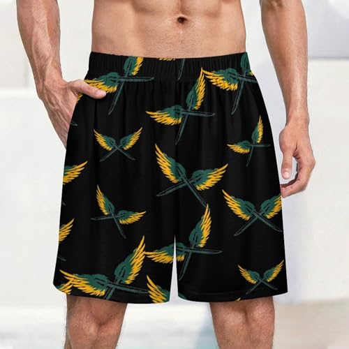 Swords With Wings Men's Pajama Bottoms Lounge Pj Shorts Stretch Sleep Shorts for Home Vacation Beach2