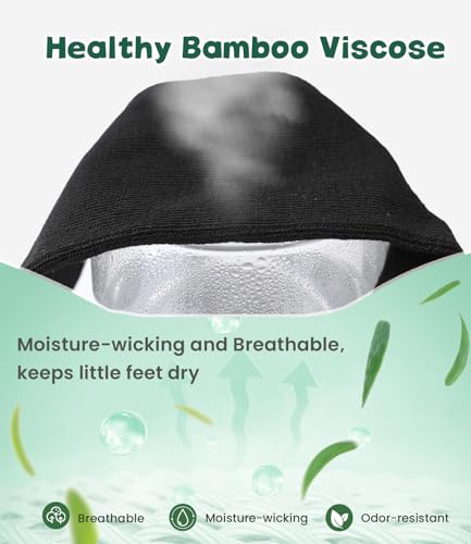 BAMBOO COOL Kids Crew Socks Boys Girls Bamboo Uniform Breathable Moisture-Wicking Dress Socks Solid Black White 8 Pack3