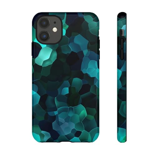Coque rigide iPhone 11 motif géométrique bleu brillant antichoc