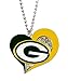 Aminco NFL Swirl Heart Necklace Green Bay Packers