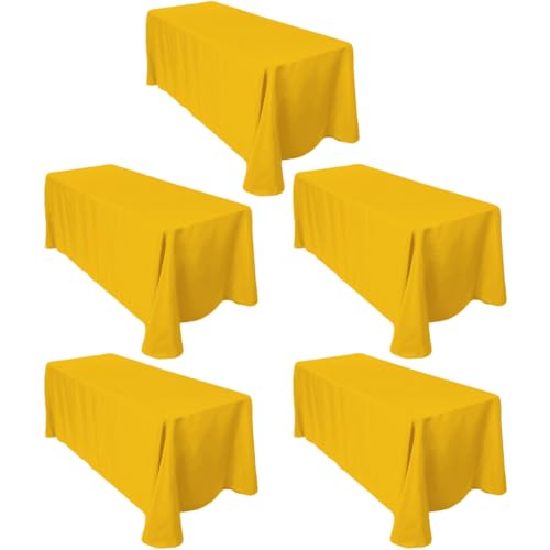 LTC LINENS 5-Pack 90x132in Rectangular Tablecloths with Rounded Corners