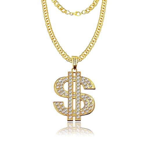 Dollar Kette Gold,Goldkette Fasching Hip Hop Rapper Kostüm 80er...