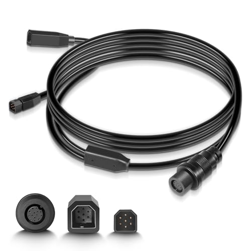 usvehj 720107-1 Transducer Adapter Cable 10ft. Replace for 9-M360-2-DDI-Y Mega 360 & 2D/MDI 7-Pin Y-Cable, fit for Helix 15/12/10/9/8 Fish Finders, Compatible with MEGA 360