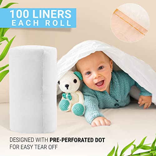 Disposable Cloth Bamboo Diaper Liners - Eco-Friendly, Fragrance Free & Chlorine Free, Flushable Biodegradable Reusable Liners For Cloth Diaper 100 Sheets Per Roll #TOP3